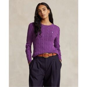Polo Ralph Lauren Women's Cable Knit Cotton Crewneck Sweater XL Purple fall